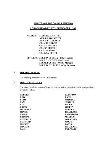 Council Minutes 15th September 1997 - City of Whyalla