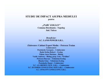 Parc Eolian Comuna Dorobantu - Petrescu Traian - Expert Mediu