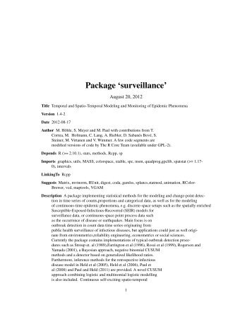 Package 'surveillance' - open source solution for an Internet free ...