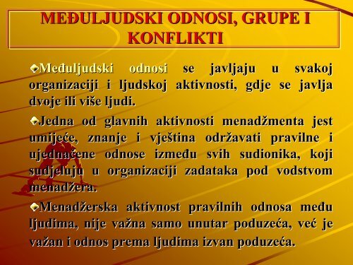 Vodstvo, meÄuljudski odnosi, grupe i konflikti - LUMENS