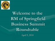 the RM of Springfield Business Summit - Rural Municipality of ...