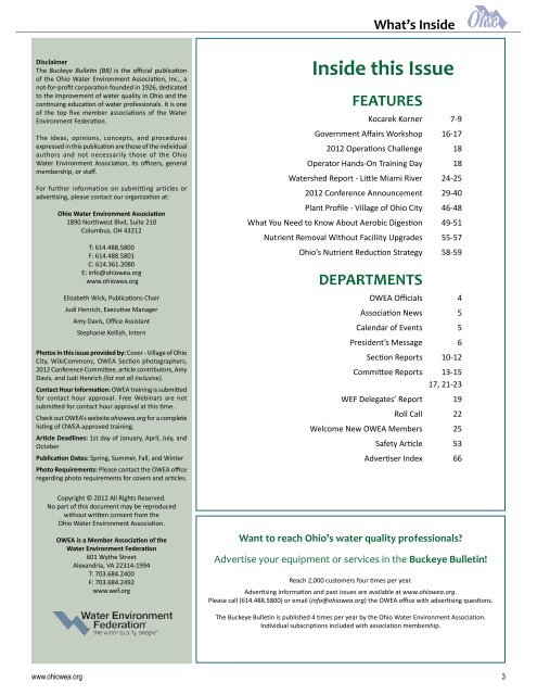 Ohio Water Environment Association | Volume 85:1 | Issue 1 2012 ...