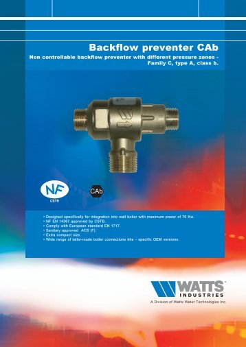Backflow preventer CAb - Watts Industries