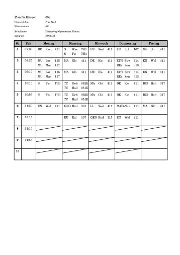 05a Plan für Klasse - Diesterweg Gymnasium Plauen