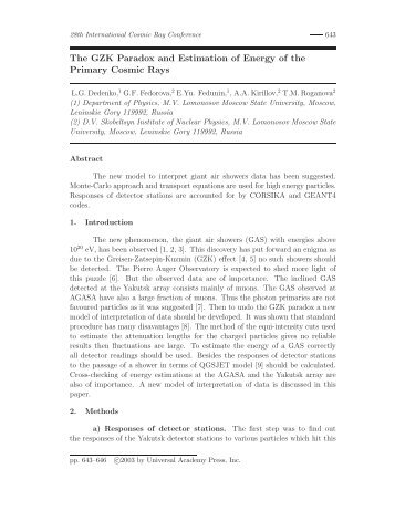 The GZK Paradox and Estimation of Energy of the Primary Cosmic ...