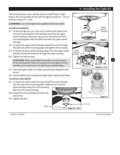 Owner's Manual - Hunter Fan