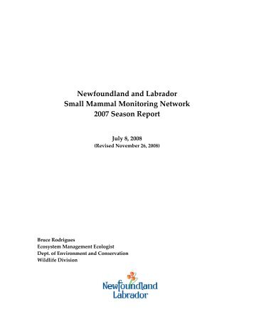 Newfoundland and Labrador Small Mammal Monitoring Network ...