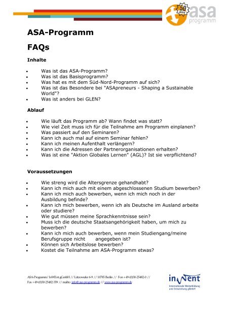 ASA-Programm FAQs