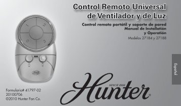 Control Remoto Universal de Ventilador y de Luz ... - Hunter Fan