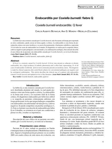 Endocarditis por Coxiella burnetii: fiebre Q ... - SciELO Colombia