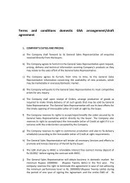 Terms and conditions domestic GSA arrangement/draft agreement