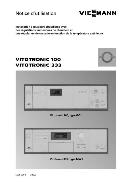 VITOTRONIC 100 VITOTRONIC 333 Notice d'utilisation - Viessmann