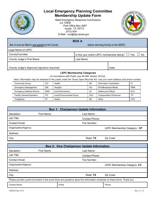 LEPC Membership Update Form