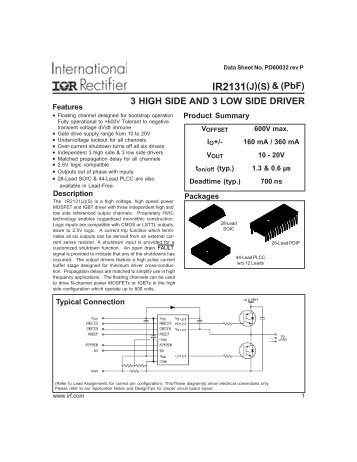 3 HIGH SIDE AND 3 LOW SIDE DRIVER IR2131(J)(S) & (PbF)