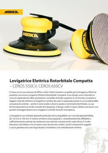 Levigatrice Elettrica Rotorbitale Compatta â CEROS 550CV ... - Mirka