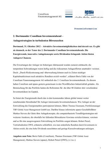 2. Dortmunder Consilium Investmentabend â Anlagestrategien in ...