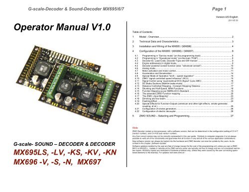 Operator Manual V1 0 G Scale Sound A A A Decoder Zimo