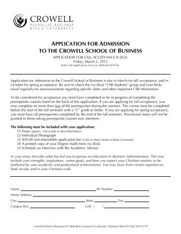 application for admission to the crowell school of business