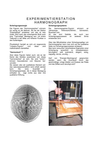 experimentierstation harmonograph - Science Center Netzwerk