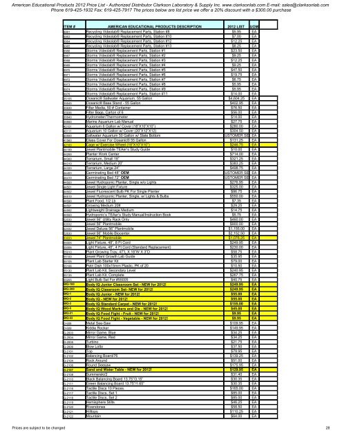 American Educational Products 2012 Price List - Clarkson ...