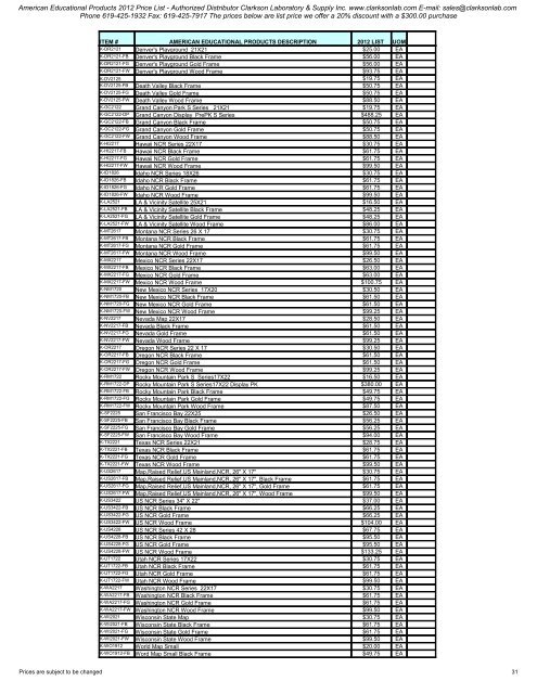 American Educational Products 2012 Price List - Clarkson ...