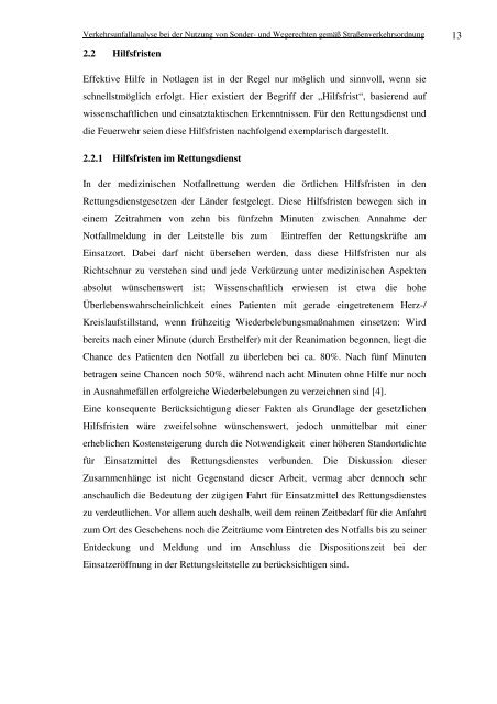 Verkehrsunfallanalyse bei der Nutzung von Sonder- und Wegerechten