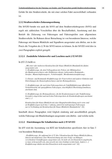 Verkehrsunfallanalyse bei der Nutzung von Sonder- und Wegerechten