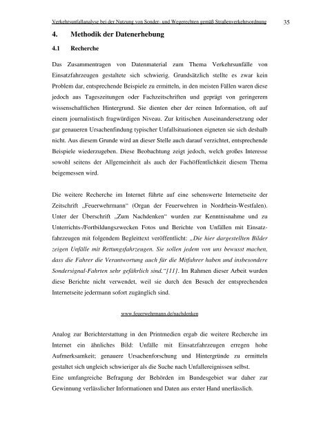 Verkehrsunfallanalyse bei der Nutzung von Sonder- und Wegerechten