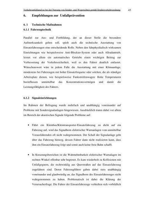 Verkehrsunfallanalyse bei der Nutzung von Sonder- und Wegerechten