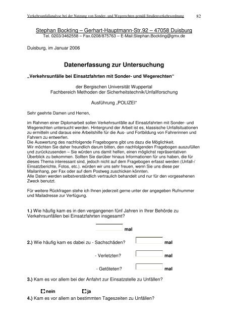 Verkehrsunfallanalyse bei der Nutzung von Sonder- und Wegerechten