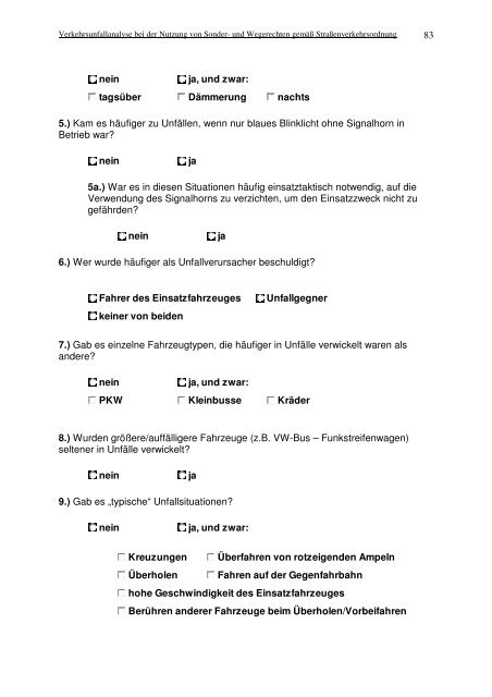 Verkehrsunfallanalyse bei der Nutzung von Sonder- und Wegerechten