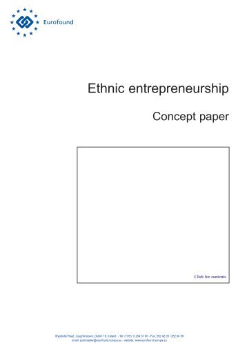Ethnic entrepreneurship: Concept paper - Eurofound - Europa