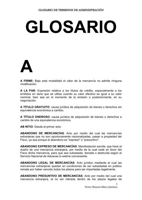 GLOSARIO DE ADMINISTRACION 1 de 2 - PÃ¡ginas Personales ...