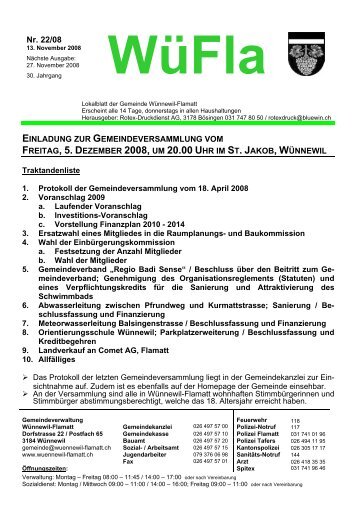 Nr. 22/08 EINLADUNG ZUR GEMEINDEVERSAMMLUNG VOM ...