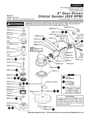 8" Gear Driven Orbital Sander (900 RPM) - Dynabrade Inc.