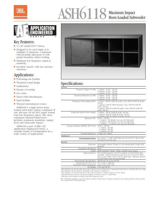 ASH6118 Maximum Impact Horn Loaded Subwoofer Key Features