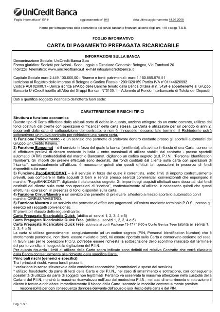 Carta Di Pagamento Prepagata Ricaricabile