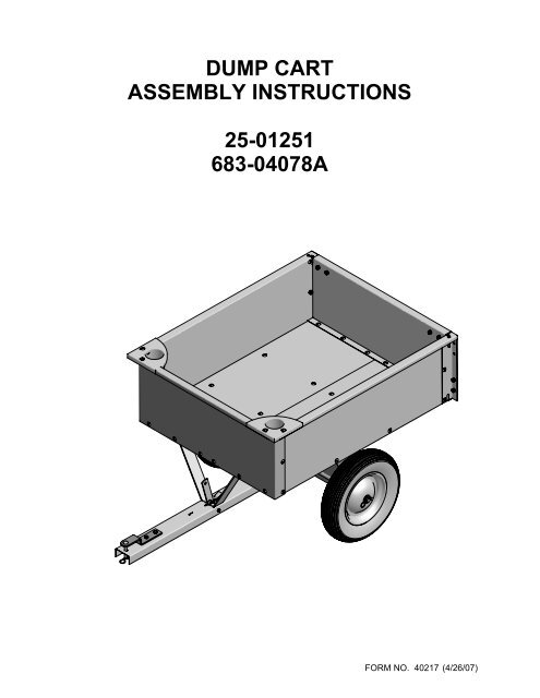 DUMP CART ASSEMBLY INSTRUCTIONS 25-01251 683-04078A