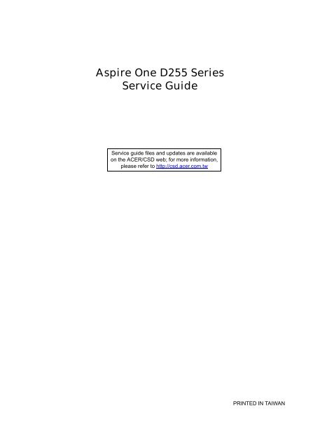 Aspire One D255 Series_SG - Acer Support