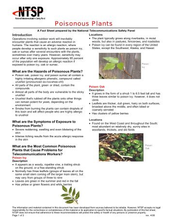 Poisonous Plants - National Telecommunications Safety Panel