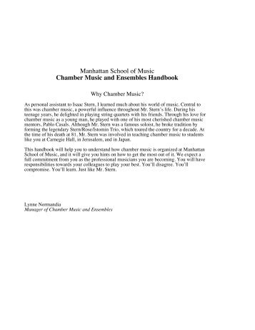 Chamber Music and Ensembles Handbook - Manhattan School of ...