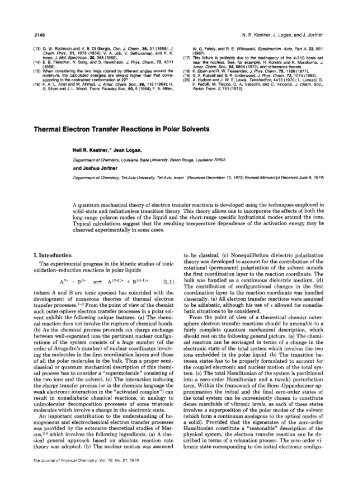 Thermal Electron Transfer Reactions in Polar Solvents