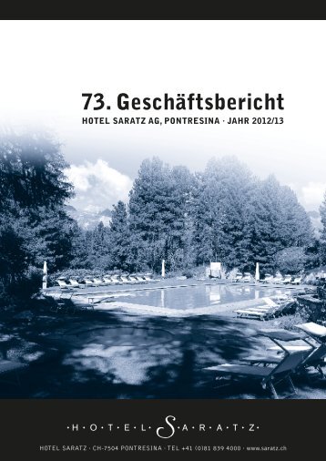 Geschäftsbericht Hotel Saratz AG 2012/13