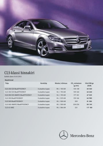 CLS-klassi hinnakiri - Silberauto