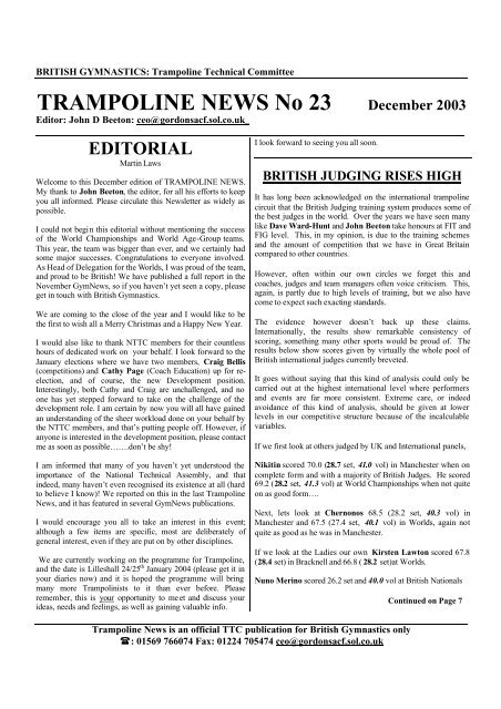 Trampoline News 23 Dec 03 - Gillingham Jumpers Trampoline and ...