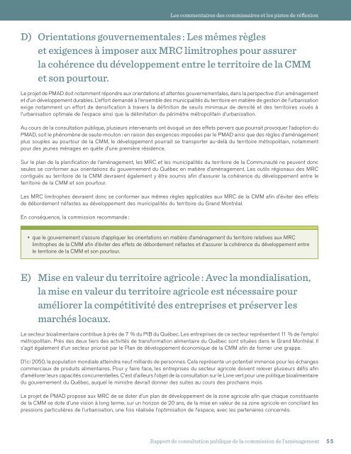 Rapport de consultation publique de la commission de l ... - PMAD