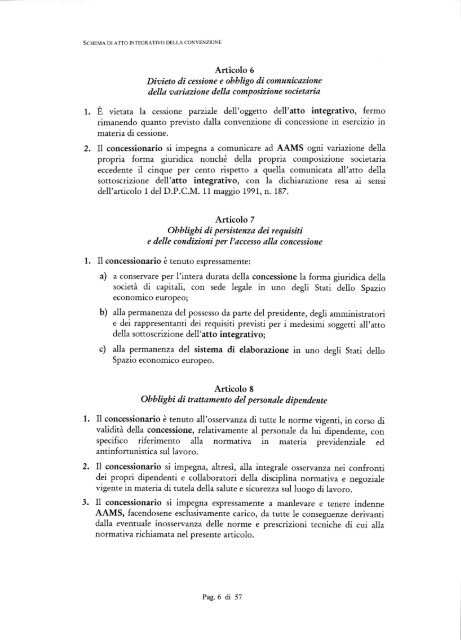 SCHEMA DI ATTO INTEGRATIVO DELLA CONVENZIONE DI ...