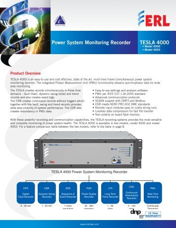 TESLA 4000 Data Sheet - ERLPhase Power Technologies Ltd.