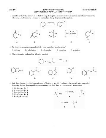CHAP 12 ASSIGN ELECTROPHILIC AROMATIC SUBSTITUTION 1 ...