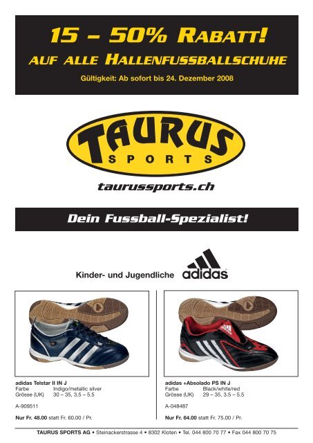 50% RABATT! AUF ALLE ... - TAURUS SPORTS Kloten